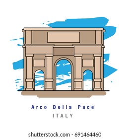 Illustrator of Arco Della pace Milan Italy. Vector Illustration