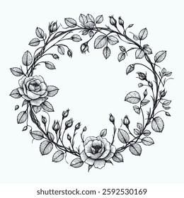 Illustrator Artwork rose sketch, roses flower, set of flowers vector, illustration outline of a flower, 
black and white line art, lineart used for cards, invitations, banners, posters, logo, print