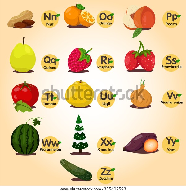 Illustrator Az Fruit Ana Vegetable Set Stock Vector Royalty Free