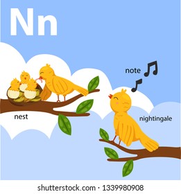 Illustrator of a-z set for n Isolated
