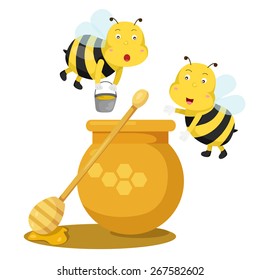 Illustrator of bee and honey