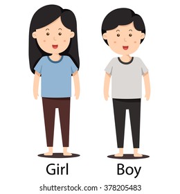 Illustrator of boy and girl smile
