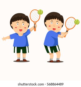 Illustrator of boy play tennis