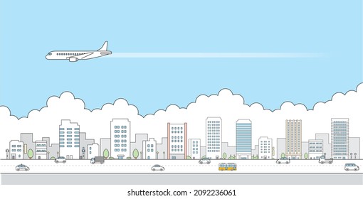 Illustrator of building streets and aircraft