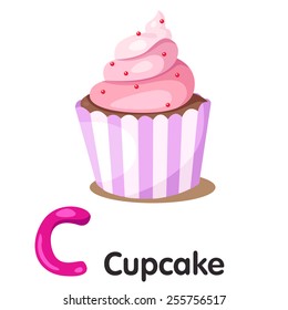 Illustrator of C font with cupcake