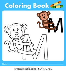 Illustrator of color book with monkey animal