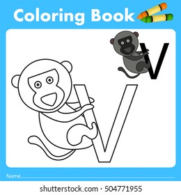 Illustrator of color book with vervet monkey animal