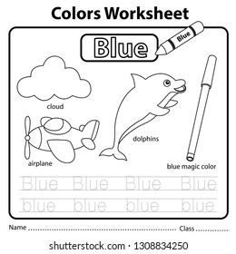 illustrator color worksheet blue stock vector royalty free 1308834250 shutterstock