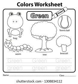 Illustrator of color worksheet green