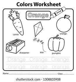 Illustrator Color Worksheet Orange Stock Vector Royalty Free