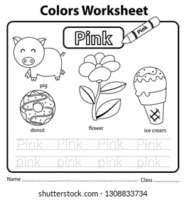 Illustrator Color Worksheet Pink Stock Vector (Royalty Free) 1308833734 ...