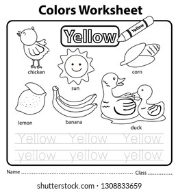 illustrator color worksheet yellow stock vector royalty free 1308833659 shutterstock
