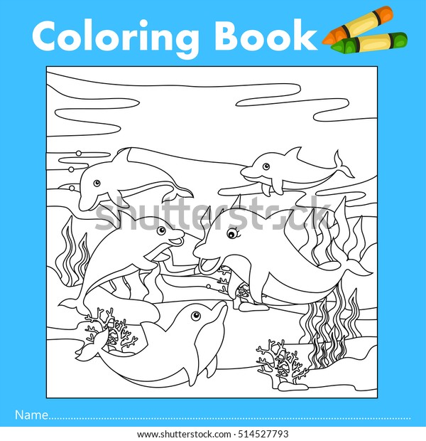 Download Illustrator Coloring Book Dolphin Underwater Stock Vector Royalty Free 514527793