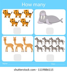Illustrator of counting how many animal two