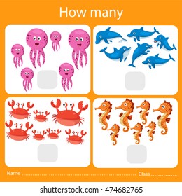 Illustrator of counting how many animal one