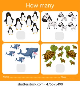 Illustrator of counting how many animal