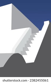 illustrator curve building Construction Design with stairs sky