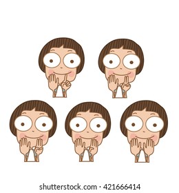Illustrator cute boy learn number and counting with kids hand showing the number six to ten.