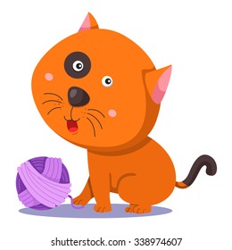 Illustrator Of Cute Cat And Yarn