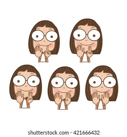 Illustrator cute girl learn number and counting with kids hand showing the number six to ten.