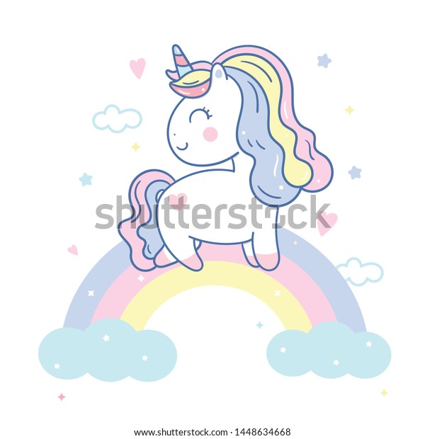 Illustrator Cute Unicorn Vector On Sky Stock Vector (Royalty Free ...