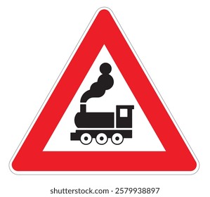 illustrator danger sign approaching train