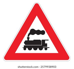 illustrator danger sign approaching train