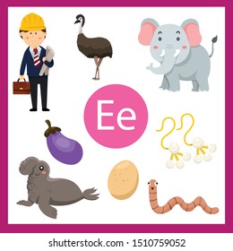Illustrator of E alphabet for kids
