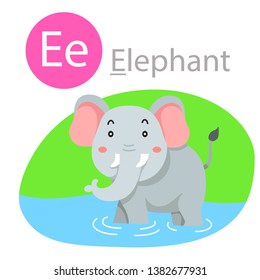 Illustrator of E for elephant animal