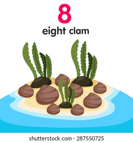 Illustrator of eight clams