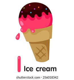 Illustrator of I font with ice cream