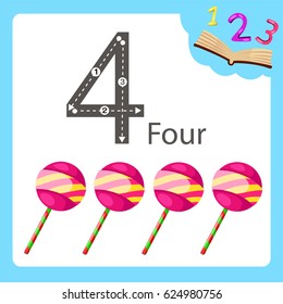 Illustrator of four number