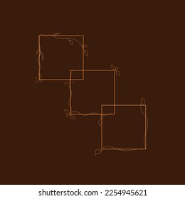 illustrator, frames in golden color on brown background