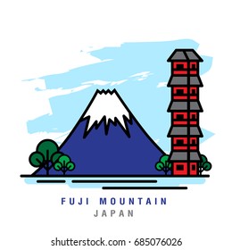 Illustrator of Fuji Mountain. Vector Illustration