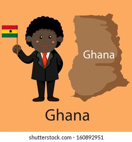 Illustrator of ghana with map and flag
