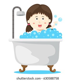 Illustrator of girl in bath