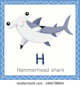 Illustrator of H for hammerhead shark animal