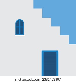 illustrator Homies the stairs with blue windows and door