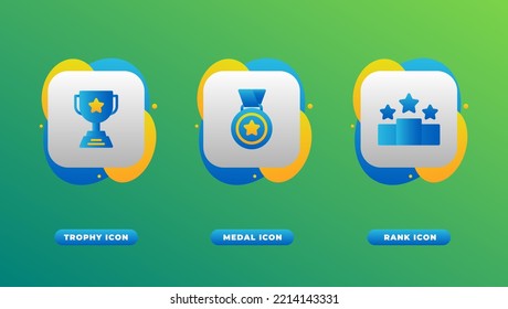 Illustrator icon of trophy, medal, and ranking, perfect for website and mobile icon