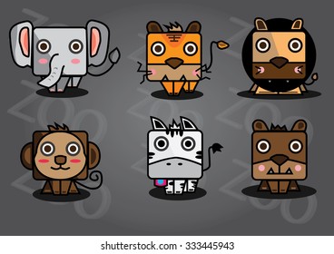 Illustrator icon of zoo animals