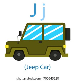 Illustrator of J for Jeep car