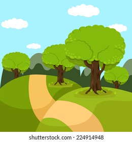 Illustrator of landscape green mountain
