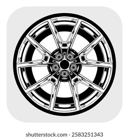 Illustrator of Line art Design for Sports Car Rims