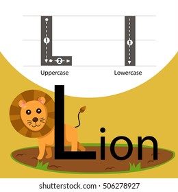 Illustrator of lion with l font