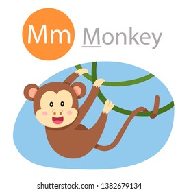 Illustrator of M for monkey animal