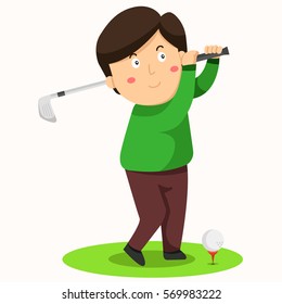 Illustrator of man drive golf