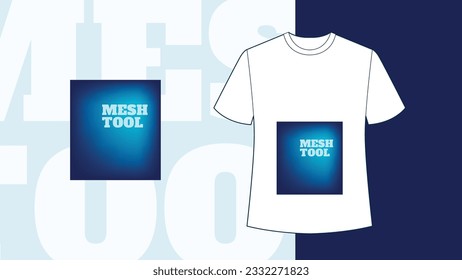 illustrator mesh tool T shirt design. white t shirt with blue box shape print, for your design mockup for print, isolated on white background.