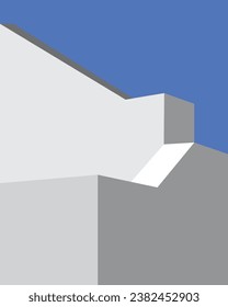 illustrator minimal building Construction Design with the sky
