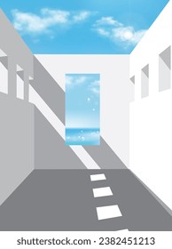 illustrator Minimal building design constructor with the door and 6 windows