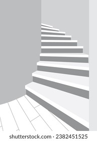 Illustrator Minimale Wendeltreppe mit Holzfußboden